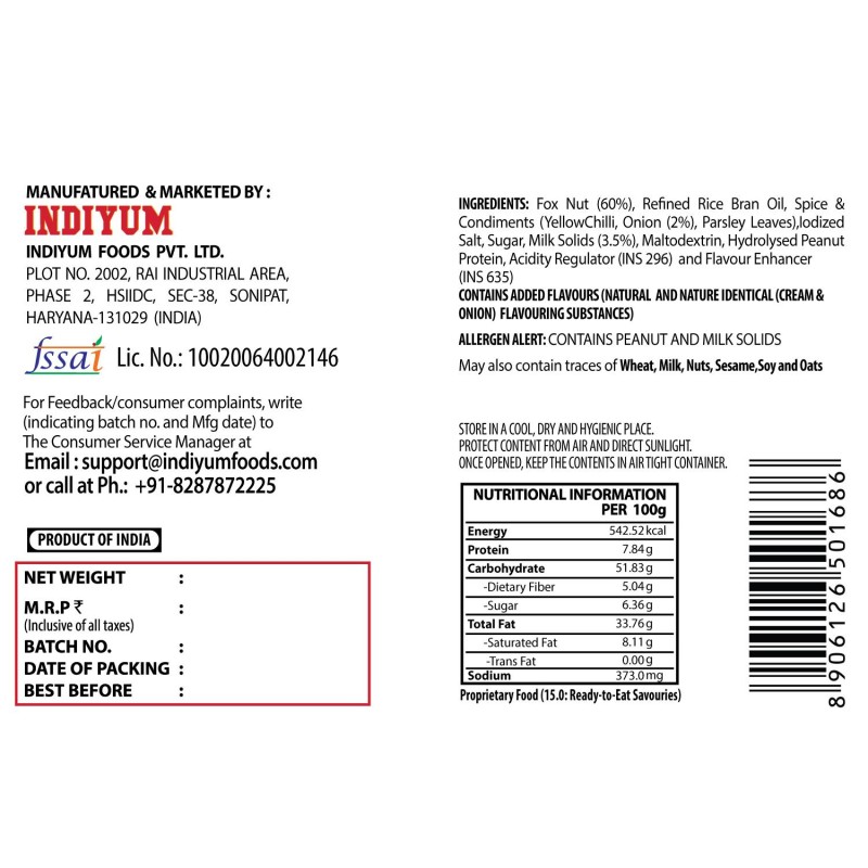 Indiyum Makhana (Foxnut) Cream & Onion