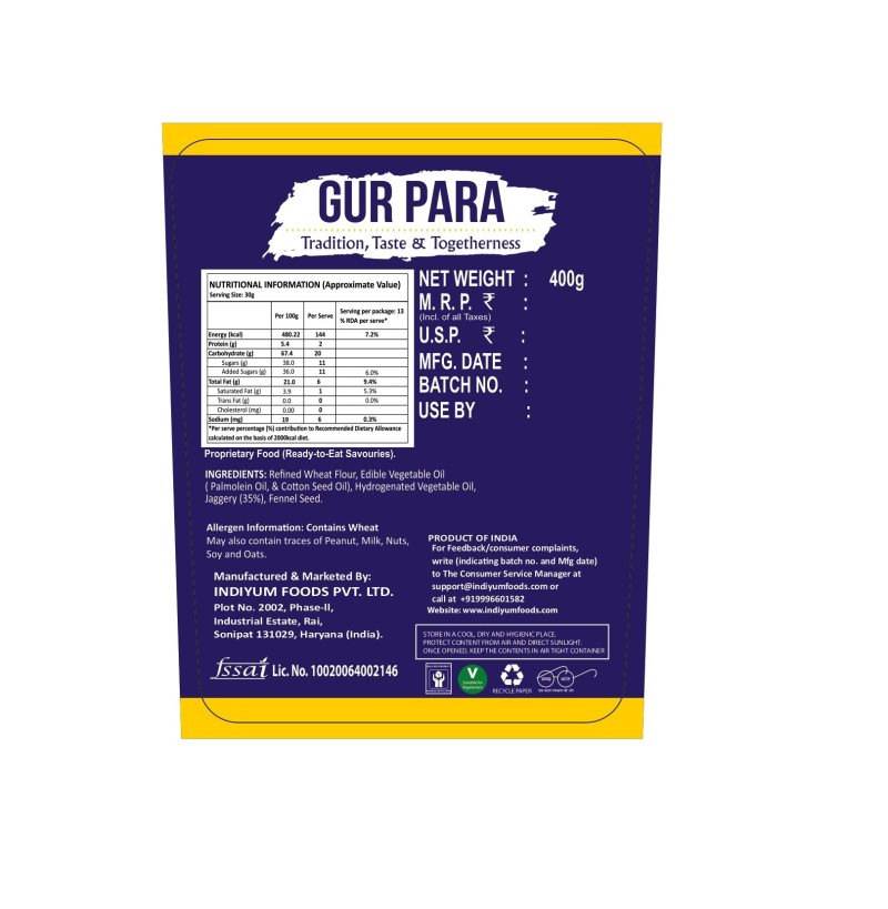Indiyum Gur Para 400g