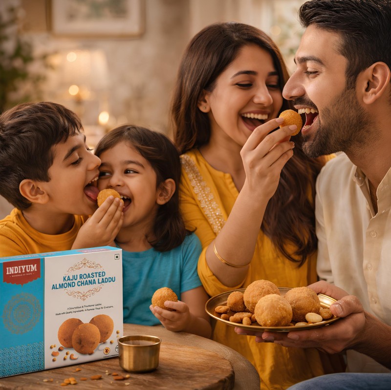 Indiyum Kaju Roasted Almond Chana Laddu